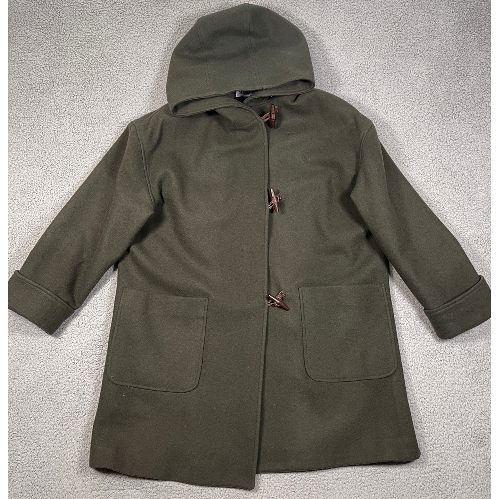 Mackintosh Wool Coat Mens XL Green Made in USA Cuffed Sleeves Hooded Oversized